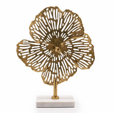 Load image into Gallery viewer, Marble Flowers Abstract Tabletop Sculpture - Antiqued Gold / White
