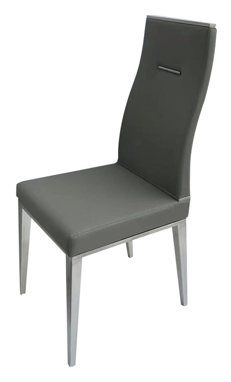 Dining Side Chairs Upholstered Faux Leather (Set of 4) - Gray / Silver