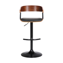 Load image into Gallery viewer, Faux Leather And Metal Swivel Adjustable Height Bar Chair - Black / Dark Brown
