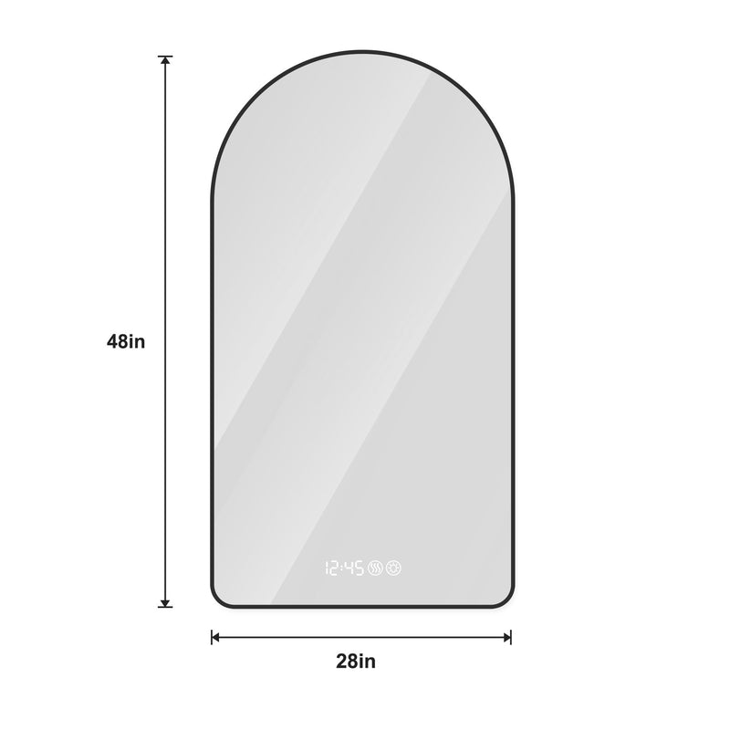 48" Aluminum Arch Lighted Framed Bathroom Vanity Mirror - Black