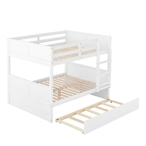 Full Over Full Bunk Bed with Twin Size Trundle, White ( old sku: LP000250AAK )