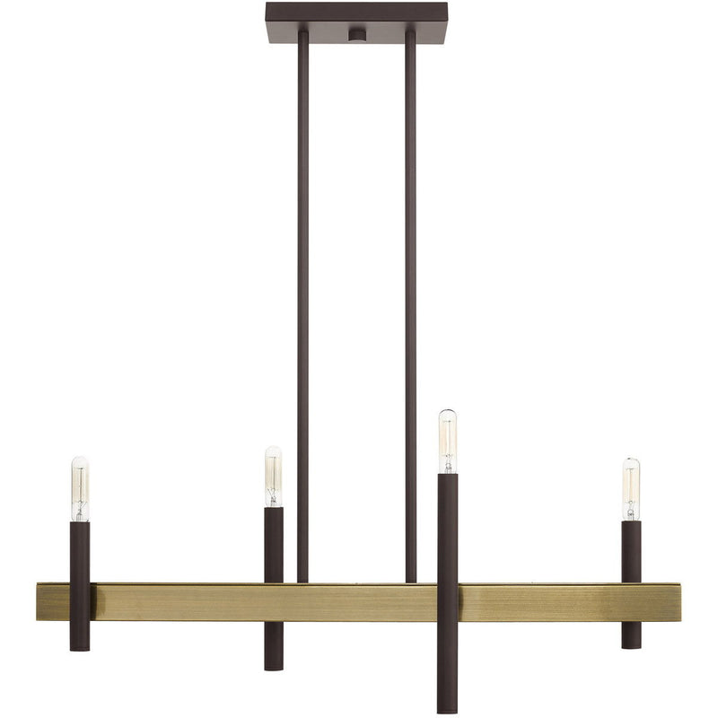 24" Four Light Dimmable Chandelier With Shades - Bronze