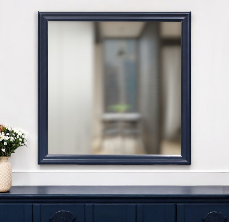 38" Square Framed Accent Mirror - Blue