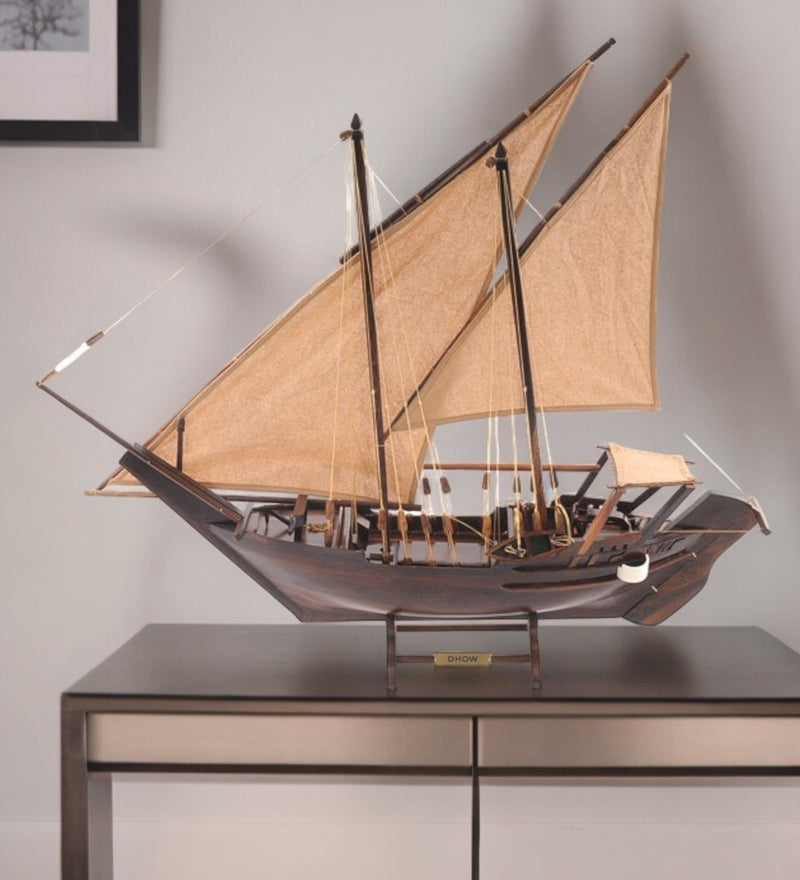 Hand Painted Dhow Medium Model Boat - Brown