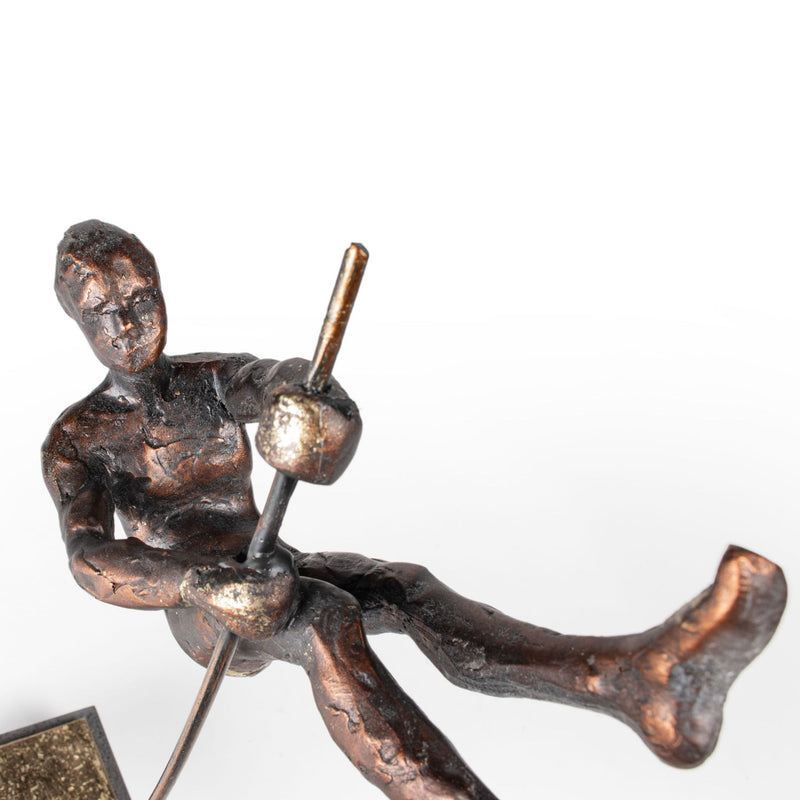 Pole Vaulting Man Tabletop Sculpture - Bronze