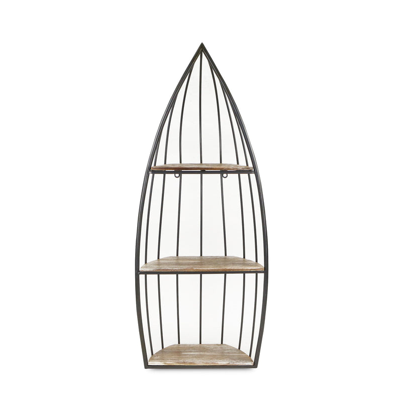 Boat Shaped Bookcase - Gray / Natural
