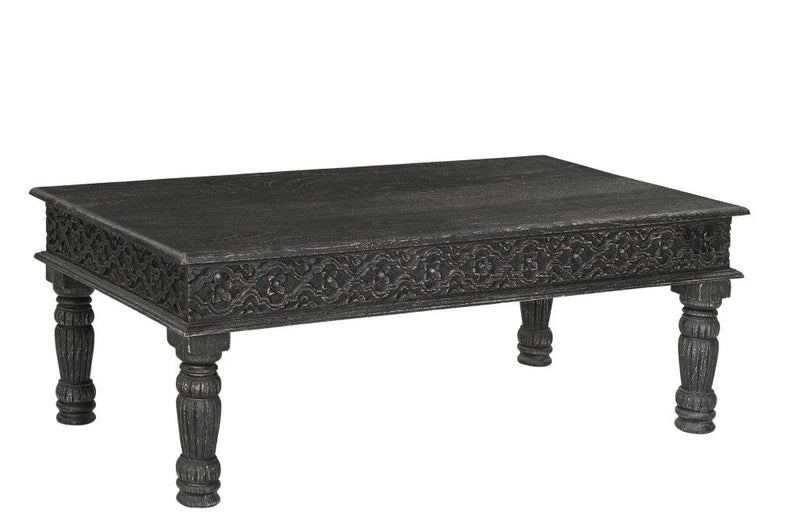 Solid Wood Distressed Coffee Table (Set of 2) - Black
