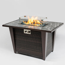 Load image into Gallery viewer, Fire Pit Table, Glass Wind Guard And Rain Cover, Lid - Brown
