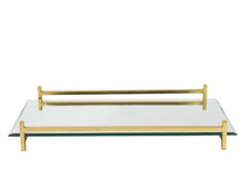 Load image into Gallery viewer, 16" Mirror And Rectangular Glass Vanity Tray - Gold
