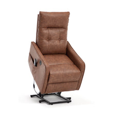 Load image into Gallery viewer, Single Motor Power Lift Recliner Chair With Massage And Heat, USB For Charging - Brown
