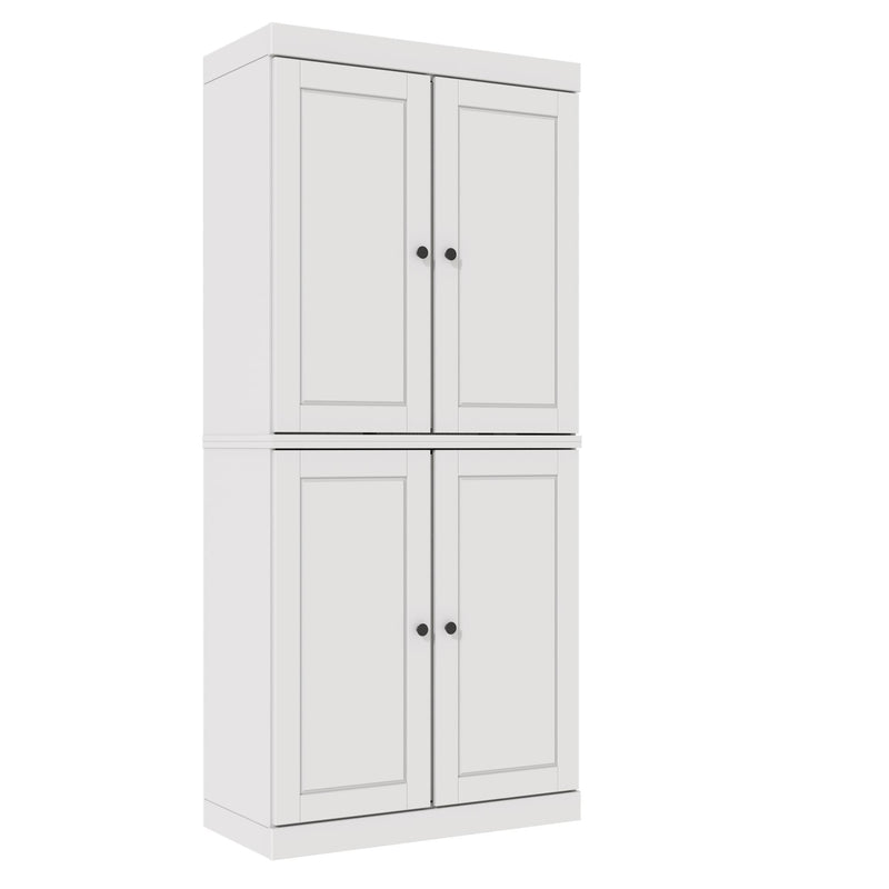 Adjustable Six Tier Library Bookcase With Four Doors (746688) - White