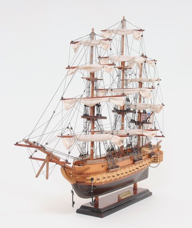 Hand Painted 1797 USS Constitution Small Model Boat - Brown