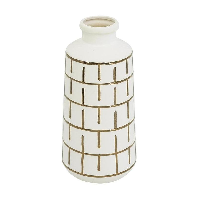Geometric Cylindrical Table Vase - Ivory / Ivory