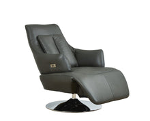 Load image into Gallery viewer, Tufted Genuine Leather Power Swivel Recliner - Gray

