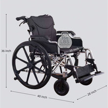 Load image into Gallery viewer, Heavy Duty Foldable Manual Wheelchair Double X Force Support With Adjustable Seat Belt Breathable Cushion &amp; Anti Backflip Design 24" Tires For All Terrains 350 Lbs Capacity - Black / Silver
