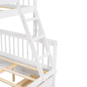 Twin-Over-Full Bunk Bed with Ladders and Two Storage Drawers (White){old sku:LT000165AAK}