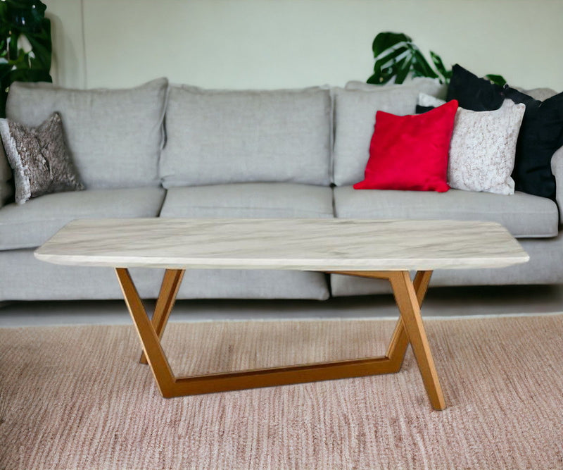 51" Ceramic Tile Rectangular Coffee Table - Walnut And White