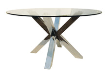 Load image into Gallery viewer, 54" Cross Leg Base Round Top Dining Table - Clear
