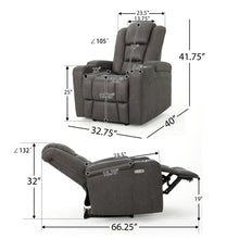 Load image into Gallery viewer, Wide Power Standard Recliner Chair With Arm Storage With USB
