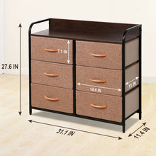 Load image into Gallery viewer, Fabric And Metal Accent Chest With Two Shelves And Six Drawers - Brown

