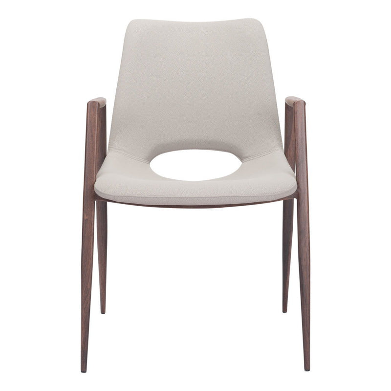 Upholstered Faux Leather Dining Arm Chairs (Set of 2) - Beige