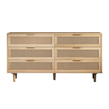 Load image into Gallery viewer, Rattan Six Drawer Double Dresser (716335) - Natural
