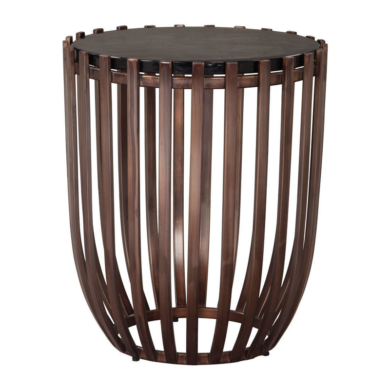 22" Iron Pedestal End Table - Bronze