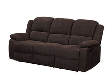 Load image into Gallery viewer, Chenille Reclining Sofa With Black Legs - Brown

