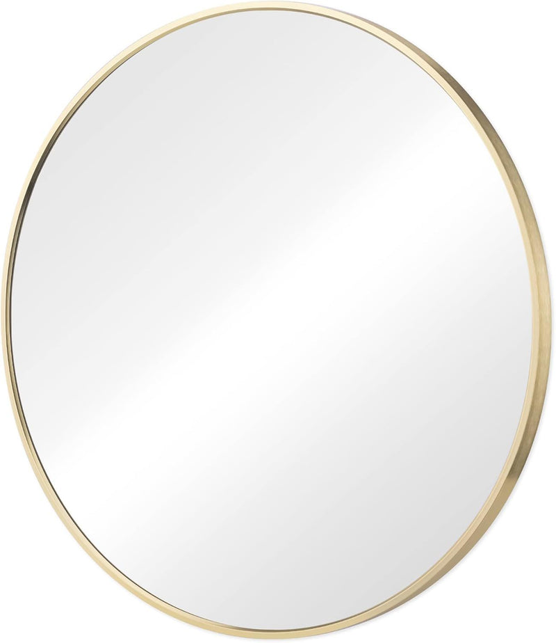 Metal Round Framed Bathroom Vanity Mirror - Gold