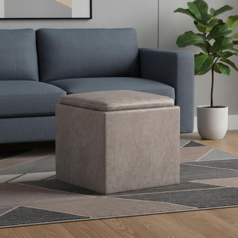 Upholstery Storage Ottoman - Gray