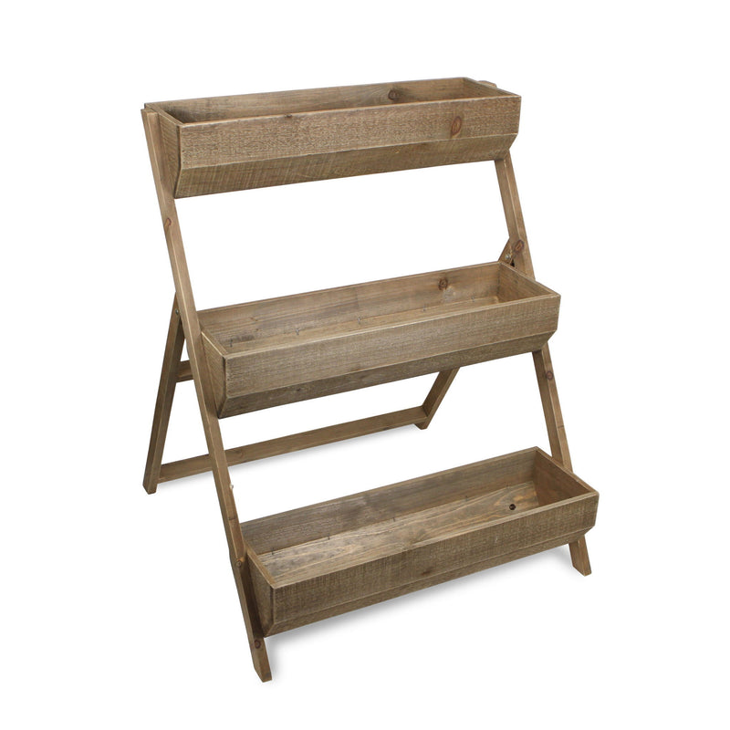 Tier Wooden Shelves Storage Plant Stand - Brown