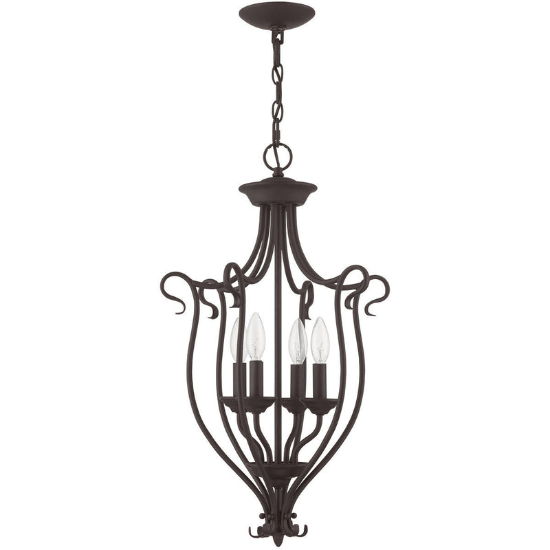 27'' Four Light Dimmable Chandelier With Shades - Bronze
