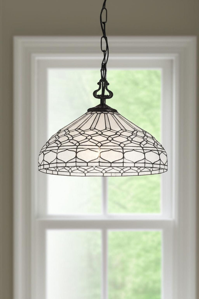 9" Unique Statement Two Light Glass Dimmable Chandelier With Shades - Black / White