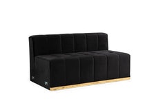 Load image into Gallery viewer, Velvet U-Shaped Three Piece Sofa Chaise Sectional With Toss Pillows - Black
