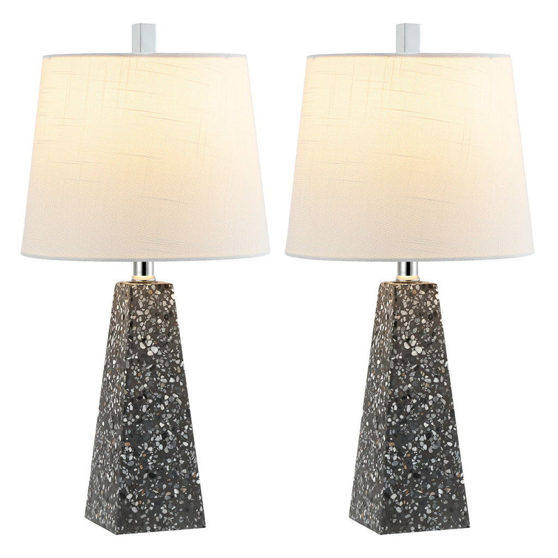 Geometric Table Lamps With Empire Shades (Set of 2) - Dark Gray