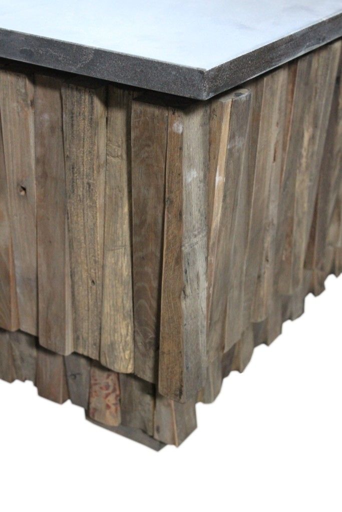 Solid Wood Block Coffee Table - Gray