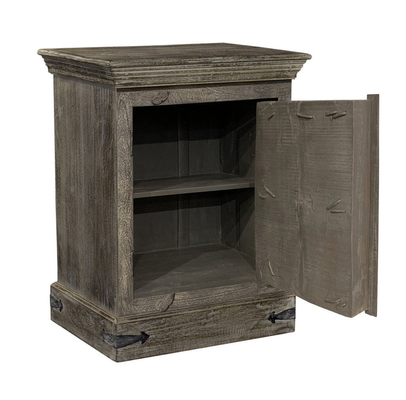 Solid Wood Nightstand - Distressed Brown