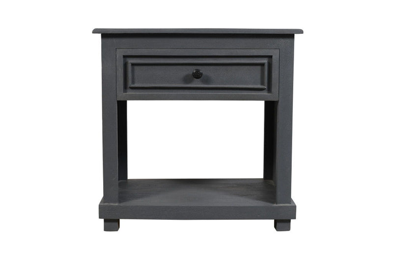 28" Distressed One Drawer Solid Wood Nightstand - Gray