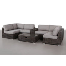 Load image into Gallery viewer, Elegant 4 Person Wicker Patio Seating Set With Cushions And Glass Top Table
