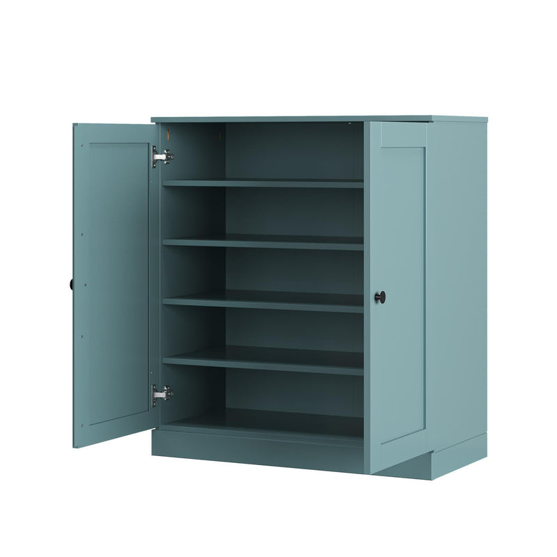 Twenty Pair Solid Woodshoe Storage Cabinet (752350) - Aqua