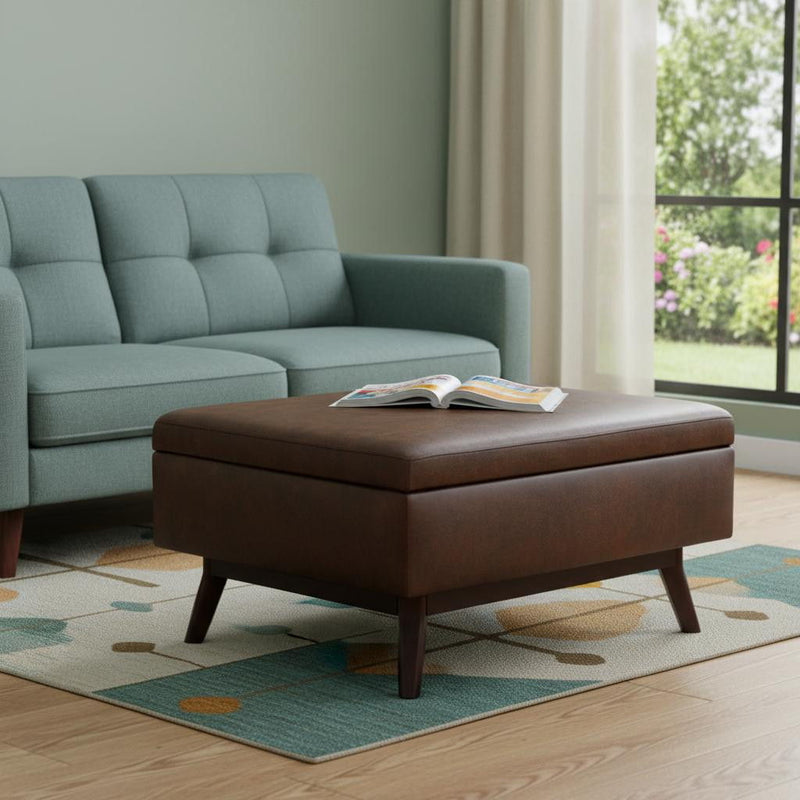 Cocktail Ottoman With Storage - Brown