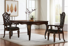 Load image into Gallery viewer, Tufted And Redwood Upholstered Faux Leather And Solid Wood Dining Arm Chairs (Set of 2) - Brown
