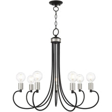 Load image into Gallery viewer, 28" Seven Light Dimmable Chandelier With Shades - Black

