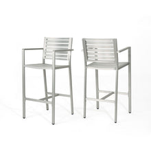 Load image into Gallery viewer, Outdoor Aluminum Rust Proof Barstools (Set of 2) - Silver
