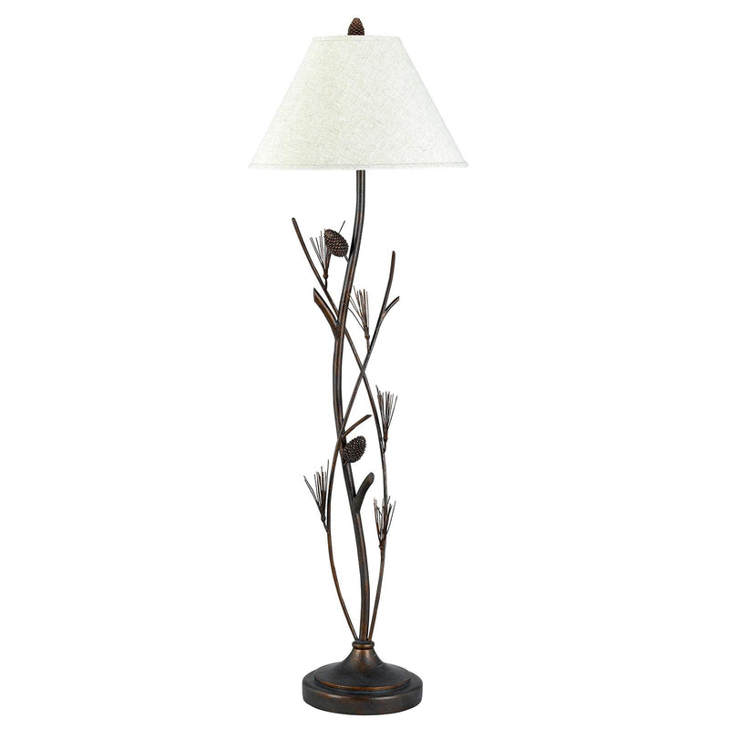 Traditional Shaped Floor Lamp With Brown Empire Shade - Rust