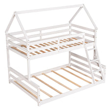 Load image into Gallery viewer, Twin over Full House Bunk Bed with Built-in Ladder,White
