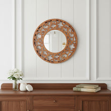 Load image into Gallery viewer, 24" Round Framed Accent Mirror - Brown
