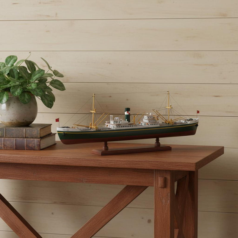 Hand Painted Model Boat - Dark Green / Dark Brown