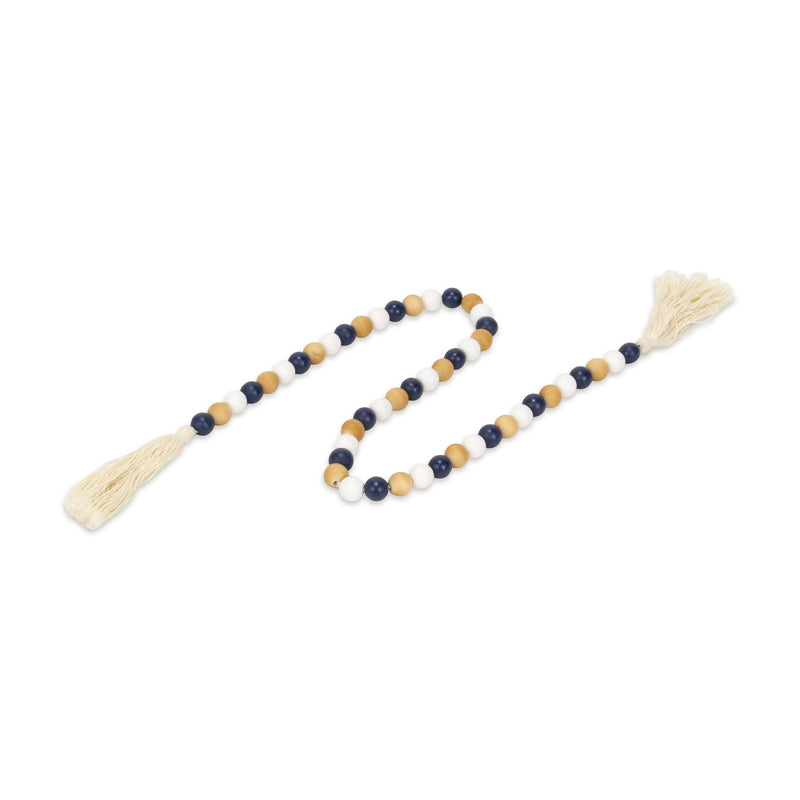 Hand Painted Decorative Tassel - Blue / Natural / White