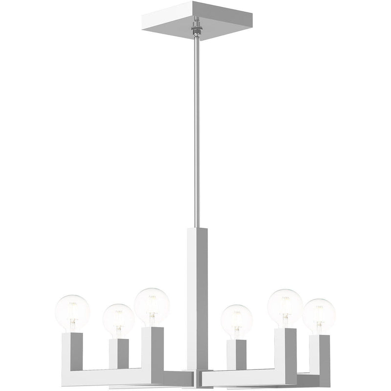 20" Six Light Dimmable Chandelier With Shades - Silver